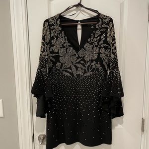 Black and gold mini dress